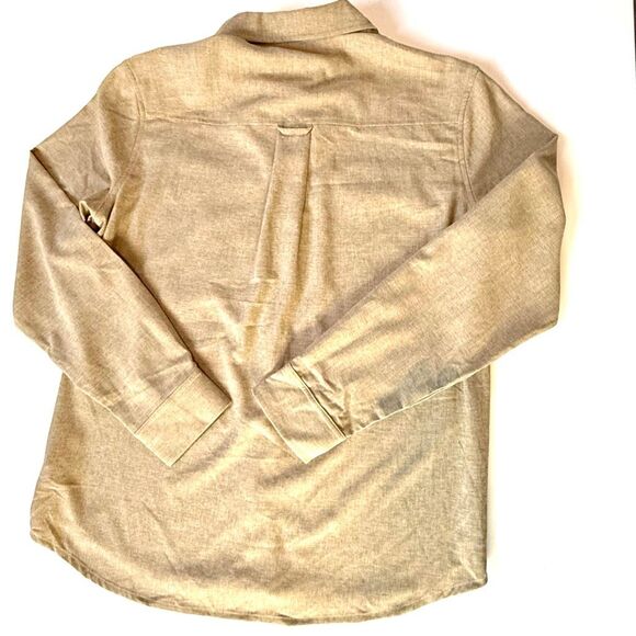 NWT  Bass Outdoor Men's Heathered Flannel Sandy Beige color, Button-Down Shirt. - Picture 15 of 16
